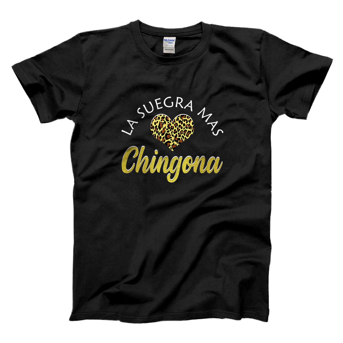 Personalized La Suegra Mas Chingona Spanish Mother In Law Leopard Heart T-Shirt