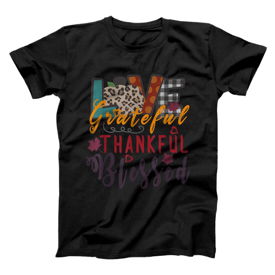 Personalized Love Grateful Thankful Blessed Thanksgiving Autumn Pumpkin T-Shirt