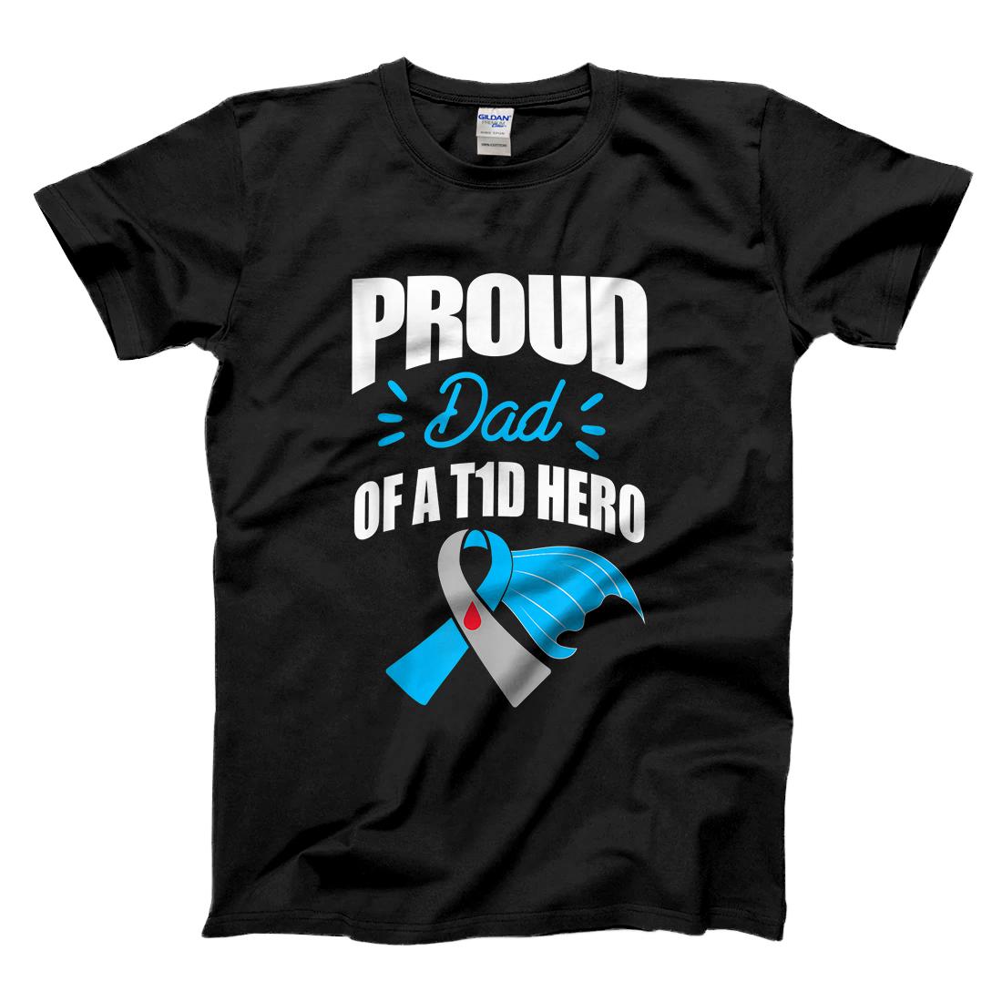 Personalized Mens Proud Dad Of A T1D Hero Type 1 Diabetes Dad Awareness T-Shirt