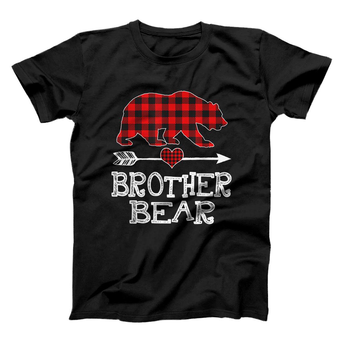 Personalized Brother Bear Christmas Pajama Red Plaid Buffalo Family Gift T-Shirt