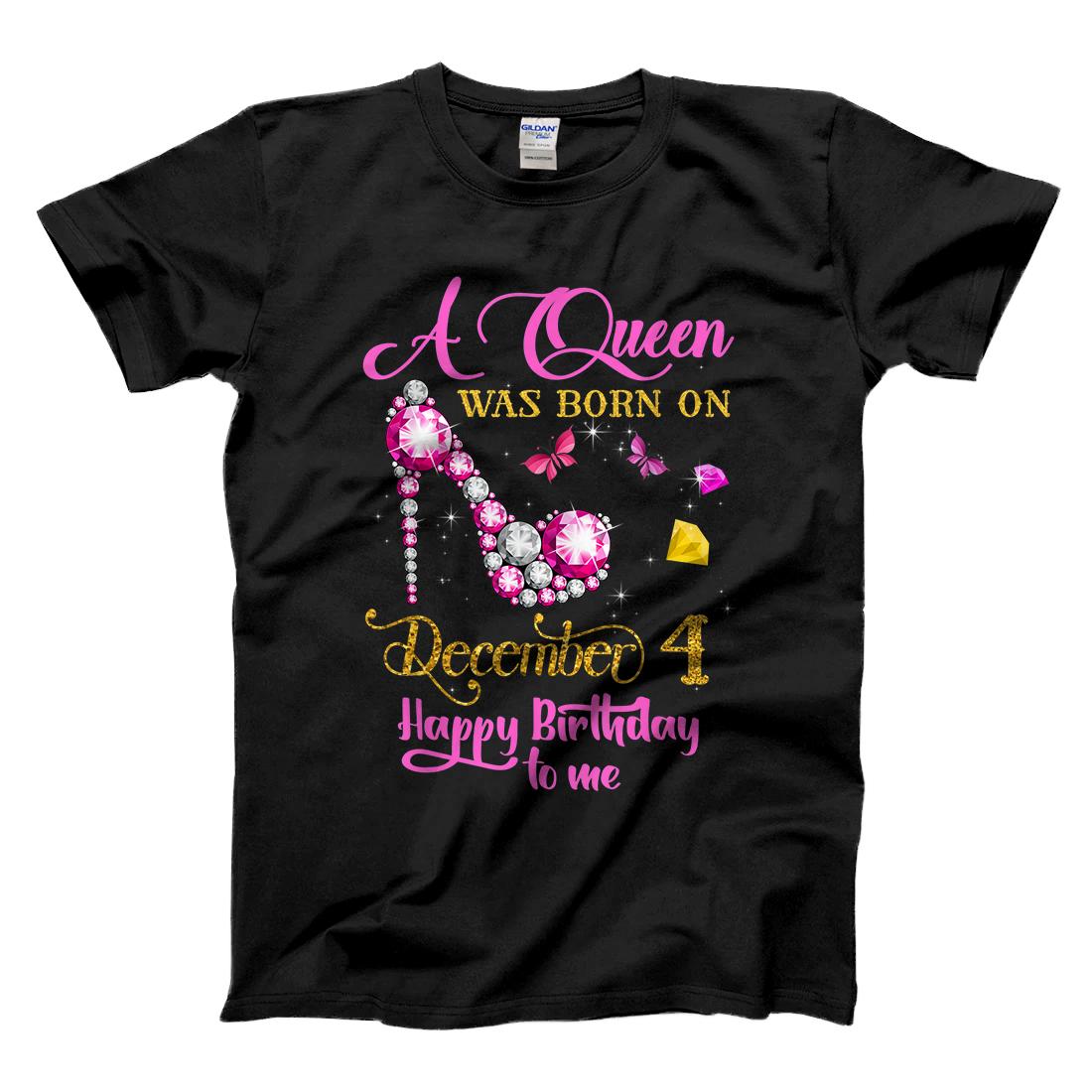 Personalized A Queen Was Born on December 4, 4th December Birthday Gift T-Shirt