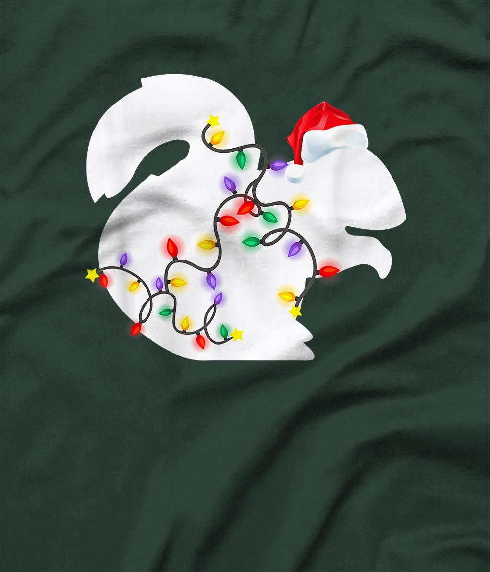 Funny Squirrel Christmas Lights Santa Hat Xmas Gift Girl Kid TShirt