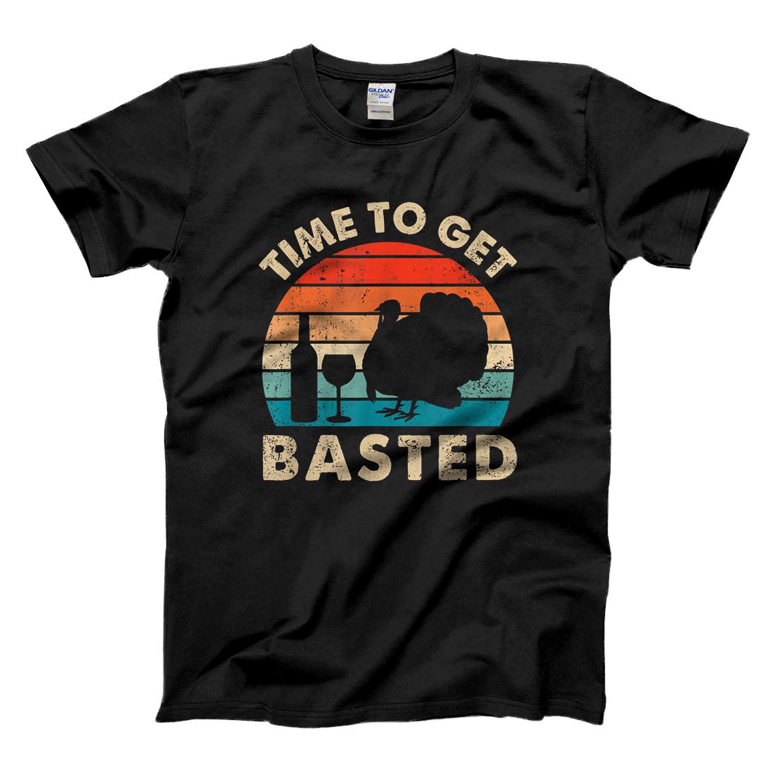 Personalized Time To Get Basted Funny Beer Thanksgiving Turkey Retro Gift T-Shirt