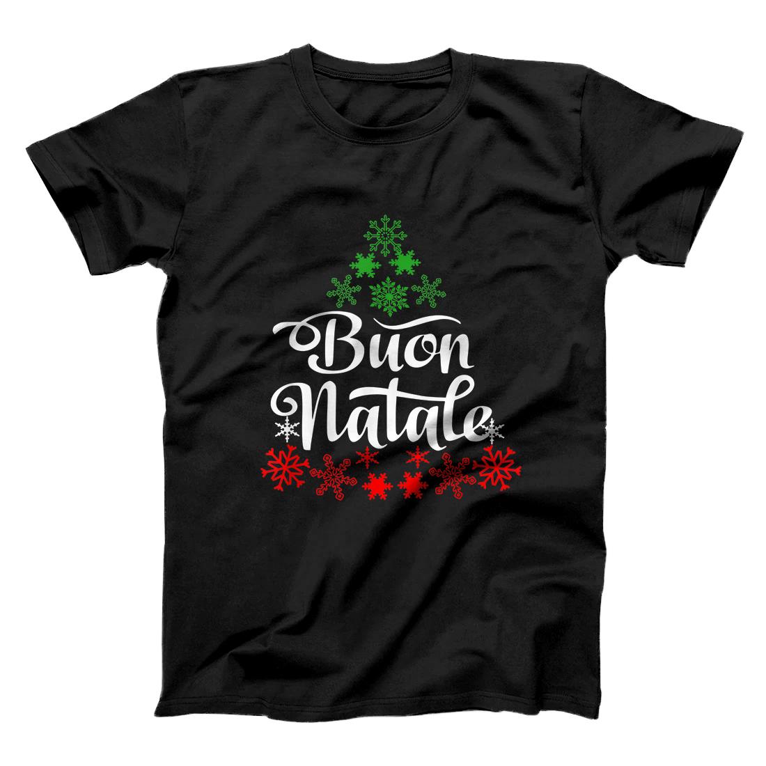 Personalized Italian Christmas Buon Natale Snowflake Christmas Tree T-Shirt