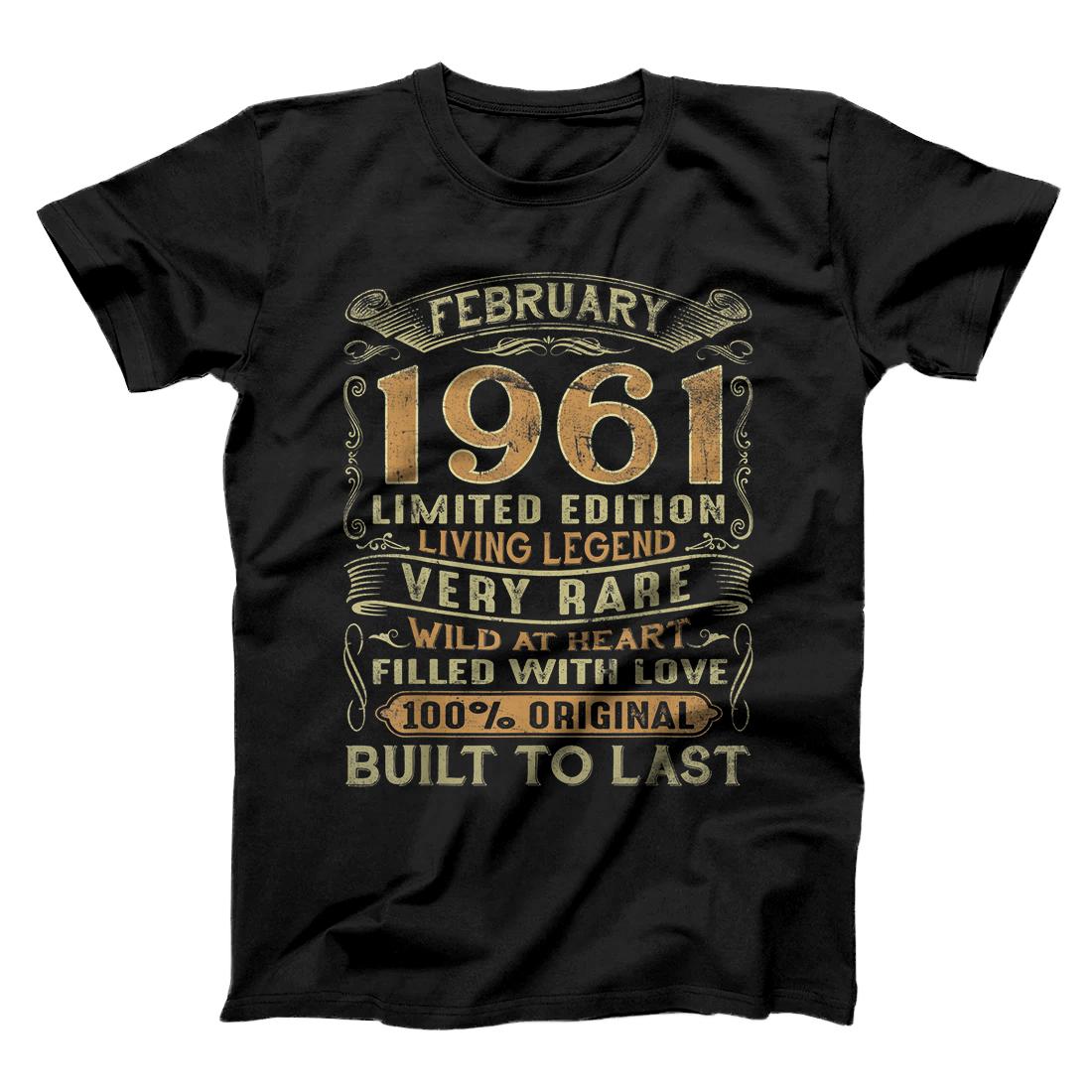 Personalized Vintage 60 Years Old February 1961 60th Birthday Gift Idea T-Shirt