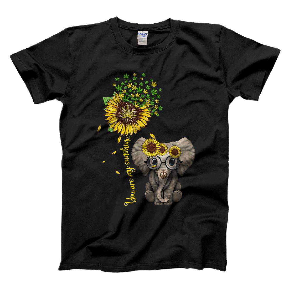 Personalized Womens Sunflower Elephant Weed Leaf T-Shirt