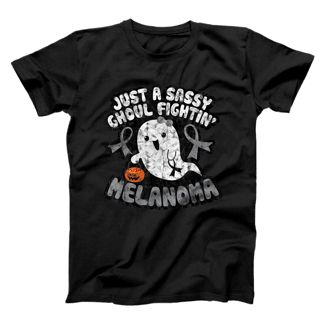 Personalized Halloween Sassy Ghoul Fighting Melanoma Cancer Cute Ghost T-Shirt