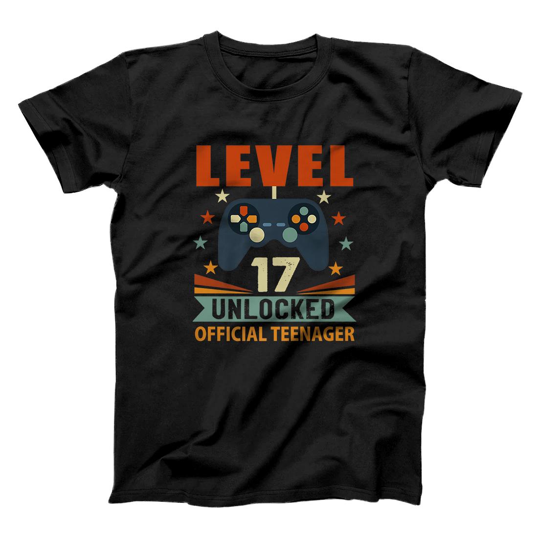 Personalized Official Teenager 17th Birthday Level 17 Unlocked 17 Yrs Old Premium T-Shirt