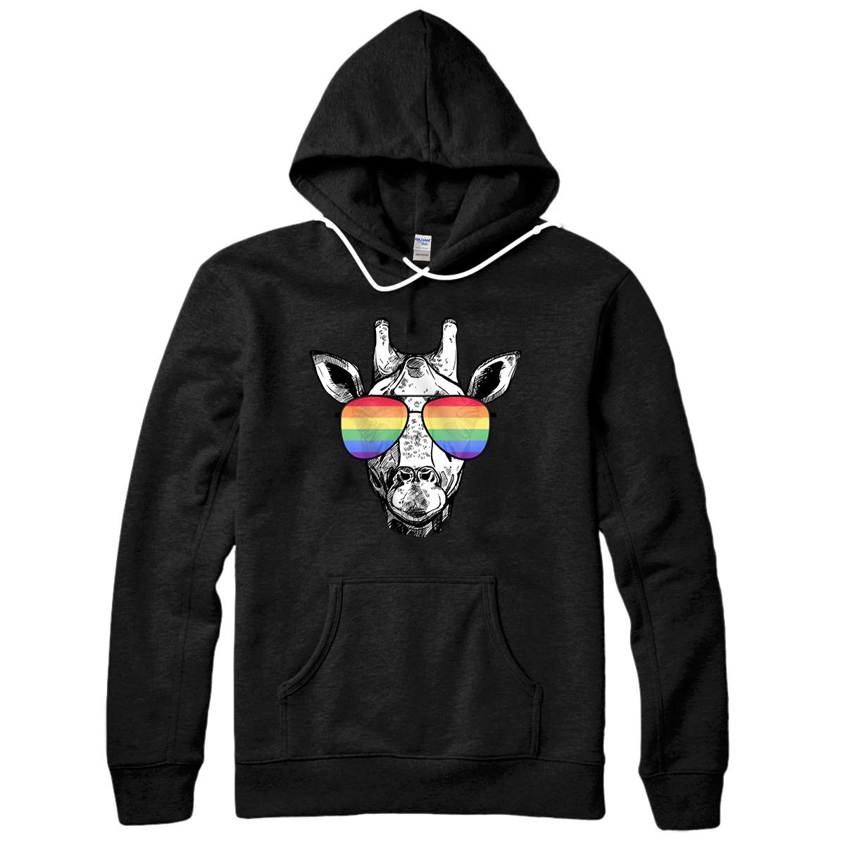 Personalized LGBT Gay Pride Rainbow Flag Giraffe LGBTQ Design Pullover Hoodie