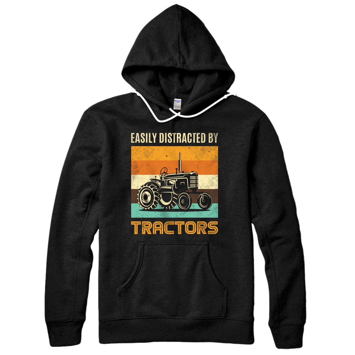 Personalized Easily Distracted By Tractors Tractor Lover Gift Pullover Hoodie