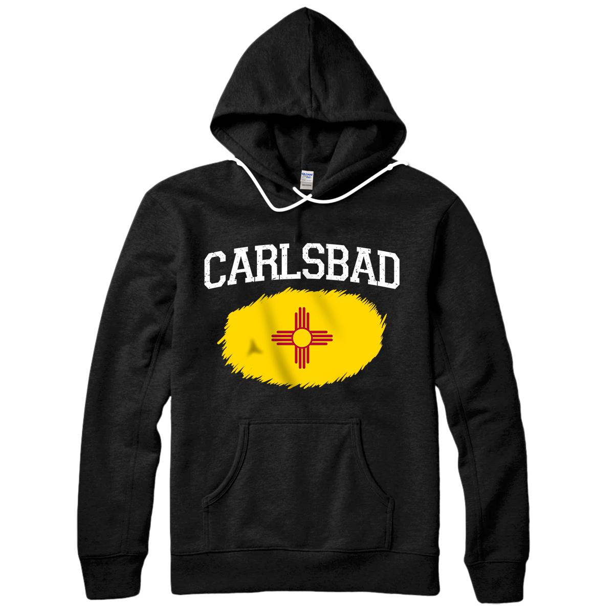 Personalized CARLSBAD NM NEW MEXICO Flag Vintage USA Sports Men Women Pullover Hoodie