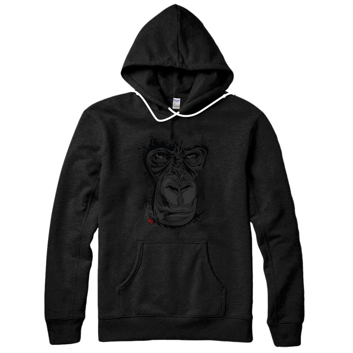 Personalized Angry Gorilla Shirt Graphic Ape Cigar Smoking Monkey Gift Pullover Hoodie