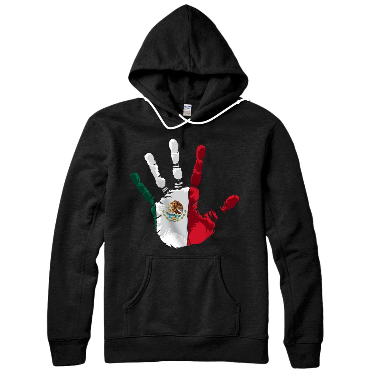 Personalized Mexico Flag - Mexican Hand Print - Hecho En Mexico Pullover Hoodie