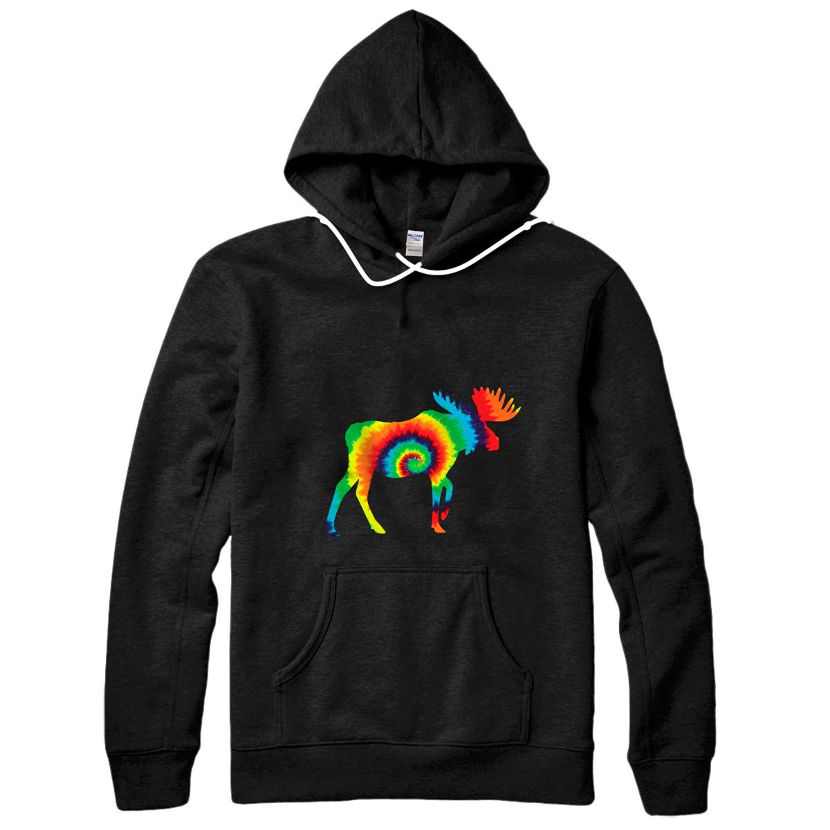 Personalized Tie-Dye Moose Peace Animal Love Cute Pullover Hoodie