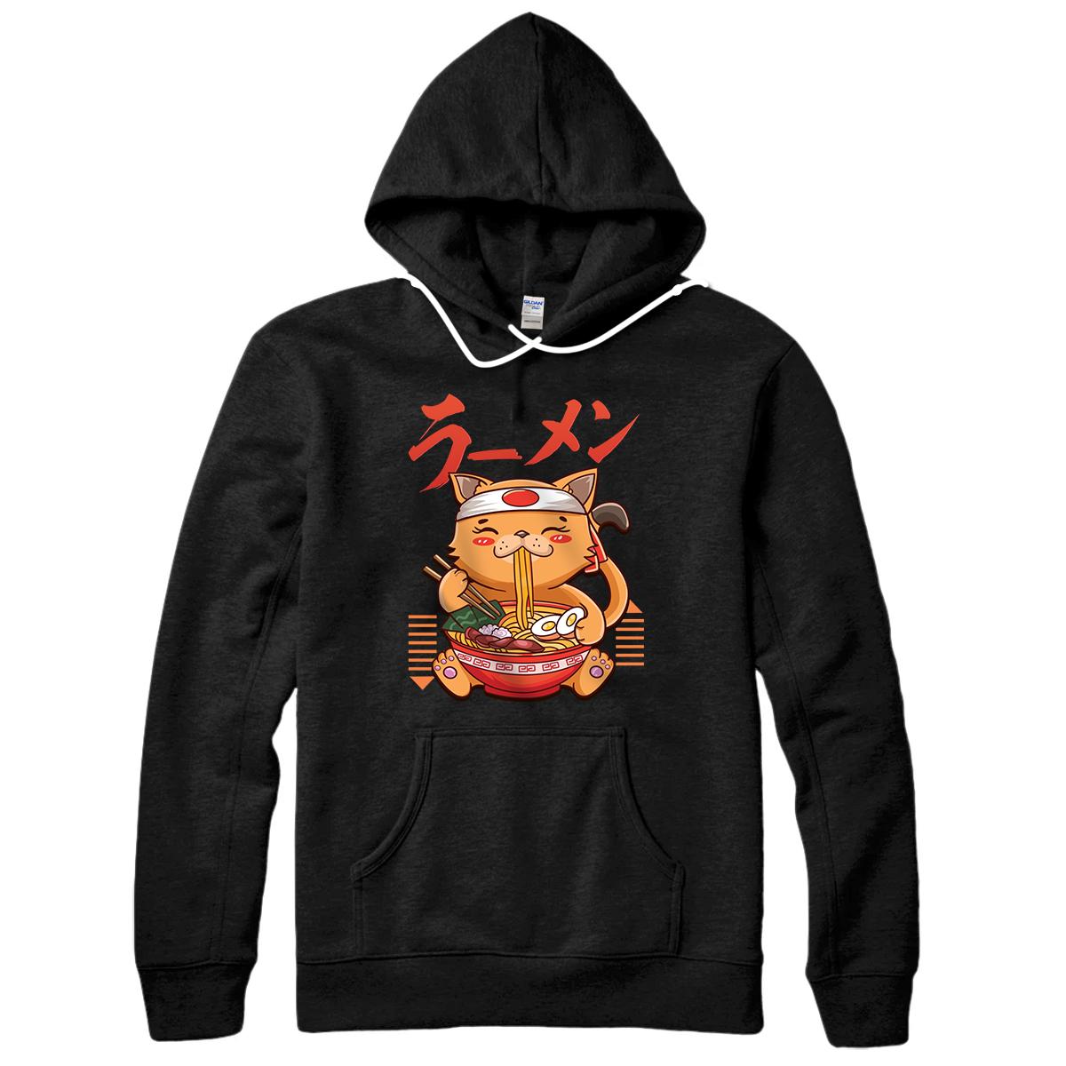 Personalized Ramen Cat Japanese Anime Cute Kawaii Lucky Cat Gift Pullover Hoodie