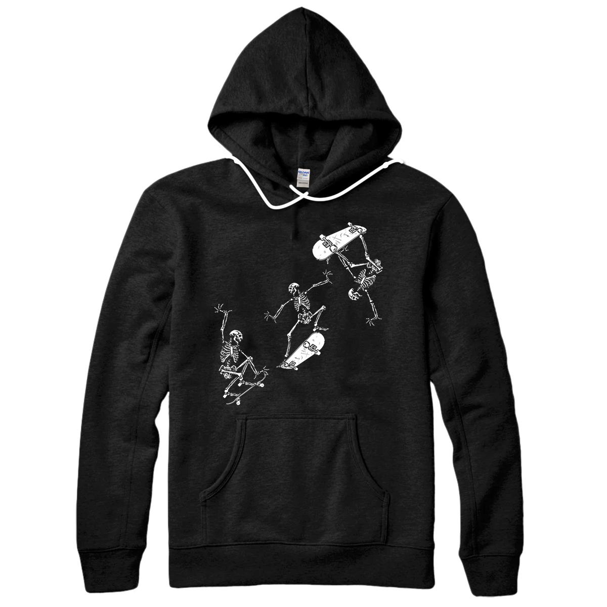 Personalized Kids Skateboarding Skeletons Skeleton Skater Boys Halloween Pullover Hoodie