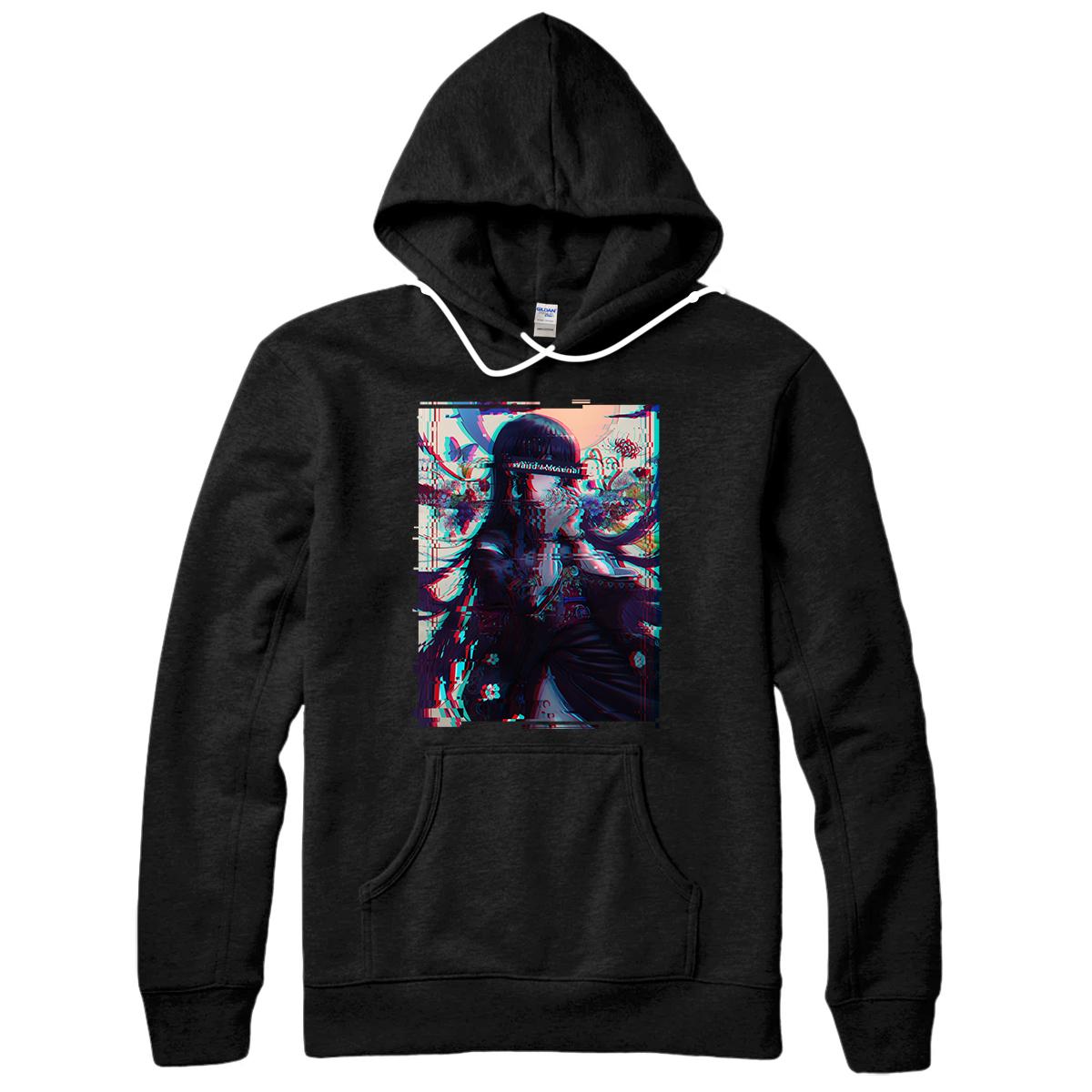 Personalized Waifu Anime Girl | Vaporwave Anime Aesthetic Glitch Japanese Pullover Hoodie