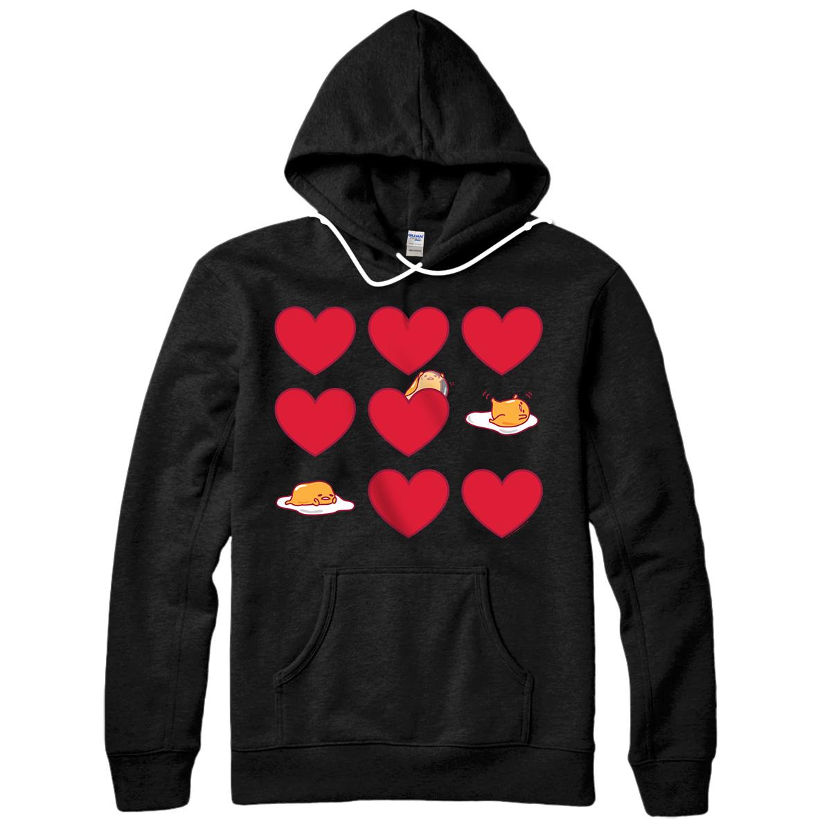 Personalized Gudetama Hearts & Eggs Valentine's Pullover Hoodie