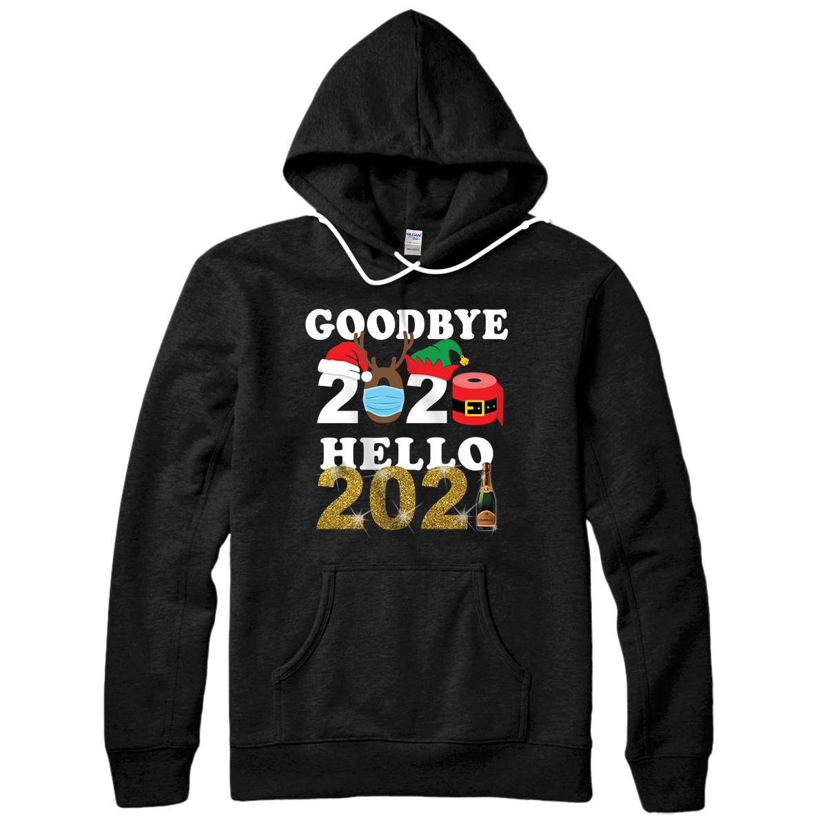 Personalized Happy New Year Goodbye 2020 Hello 2021 Face Mask Champagne Pullover Hoodie