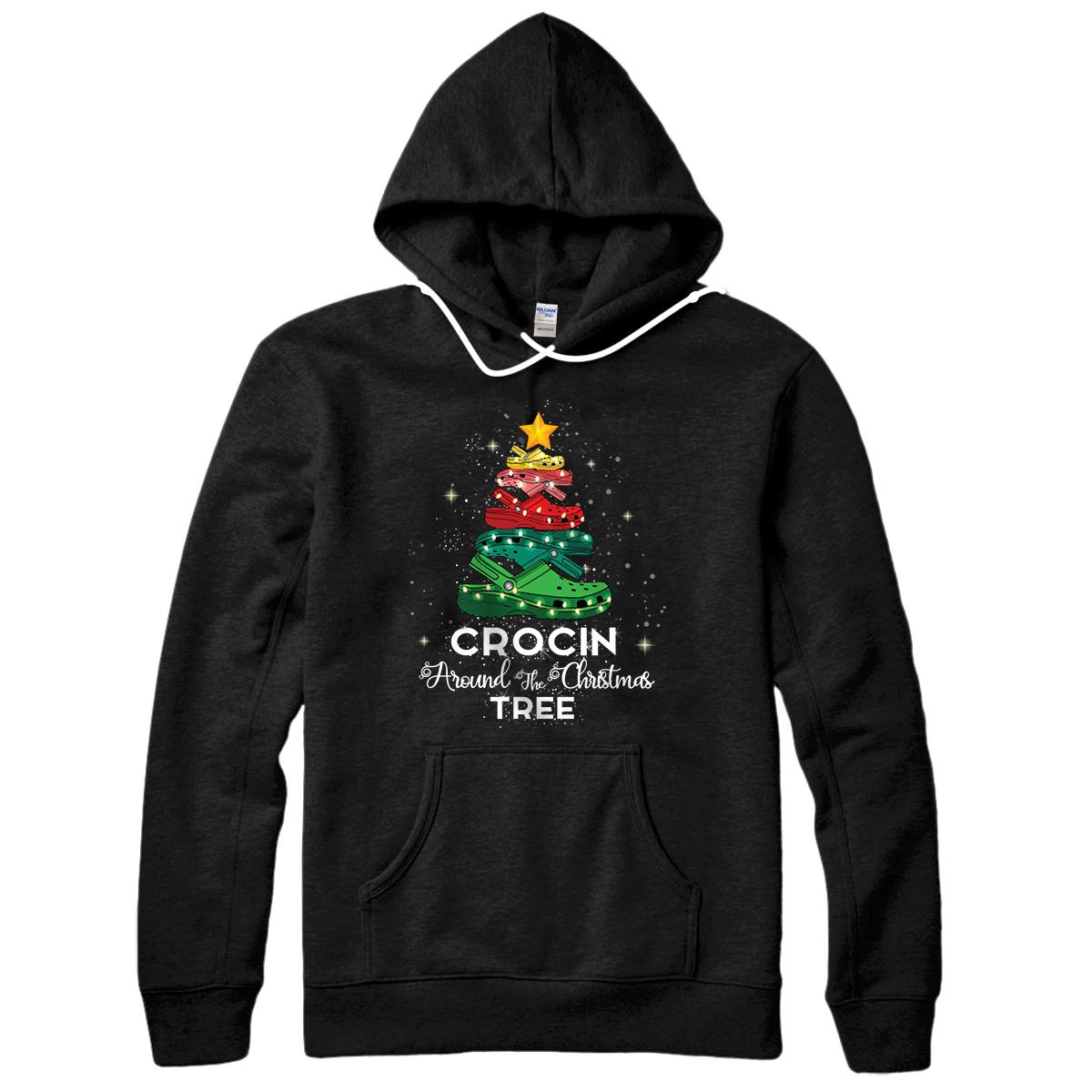 Personalized Crocin around the christmas tree Funny Xmas 2020 Gift Pullover Hoodie
