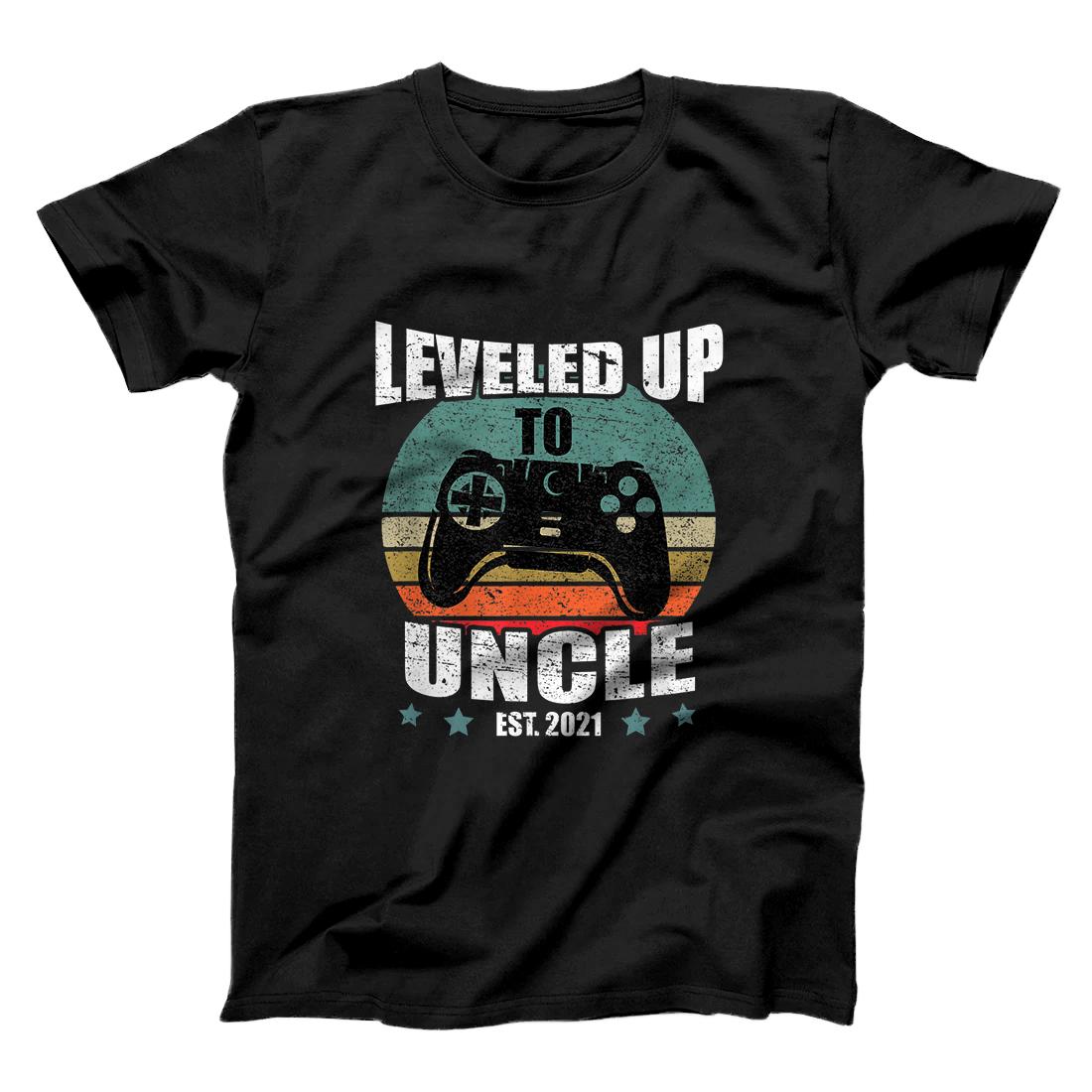 Personalized Mens Promoted To Uncle Funny Leveled Up To Uncle Est. 2021 T-Shirt