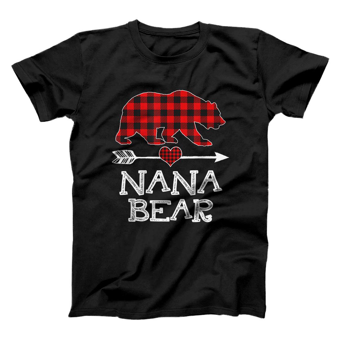 Personalized Nana Bear Christmas Pajama Red Plaid Buffalo Family Gift T-Shirt
