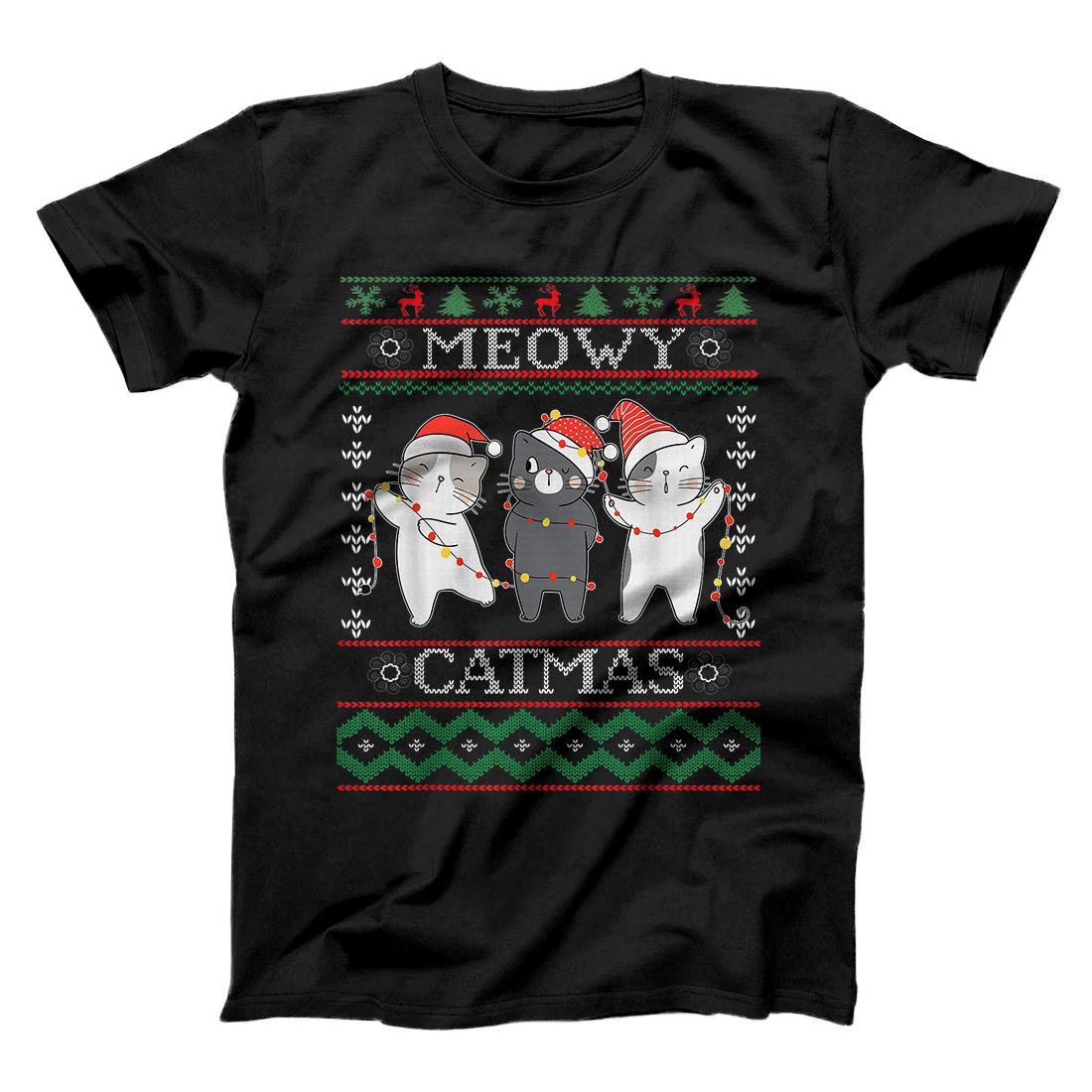 Personalized Funny Christmas Cat Matching Family Pajamas Meowy Catmas T-Shirt
