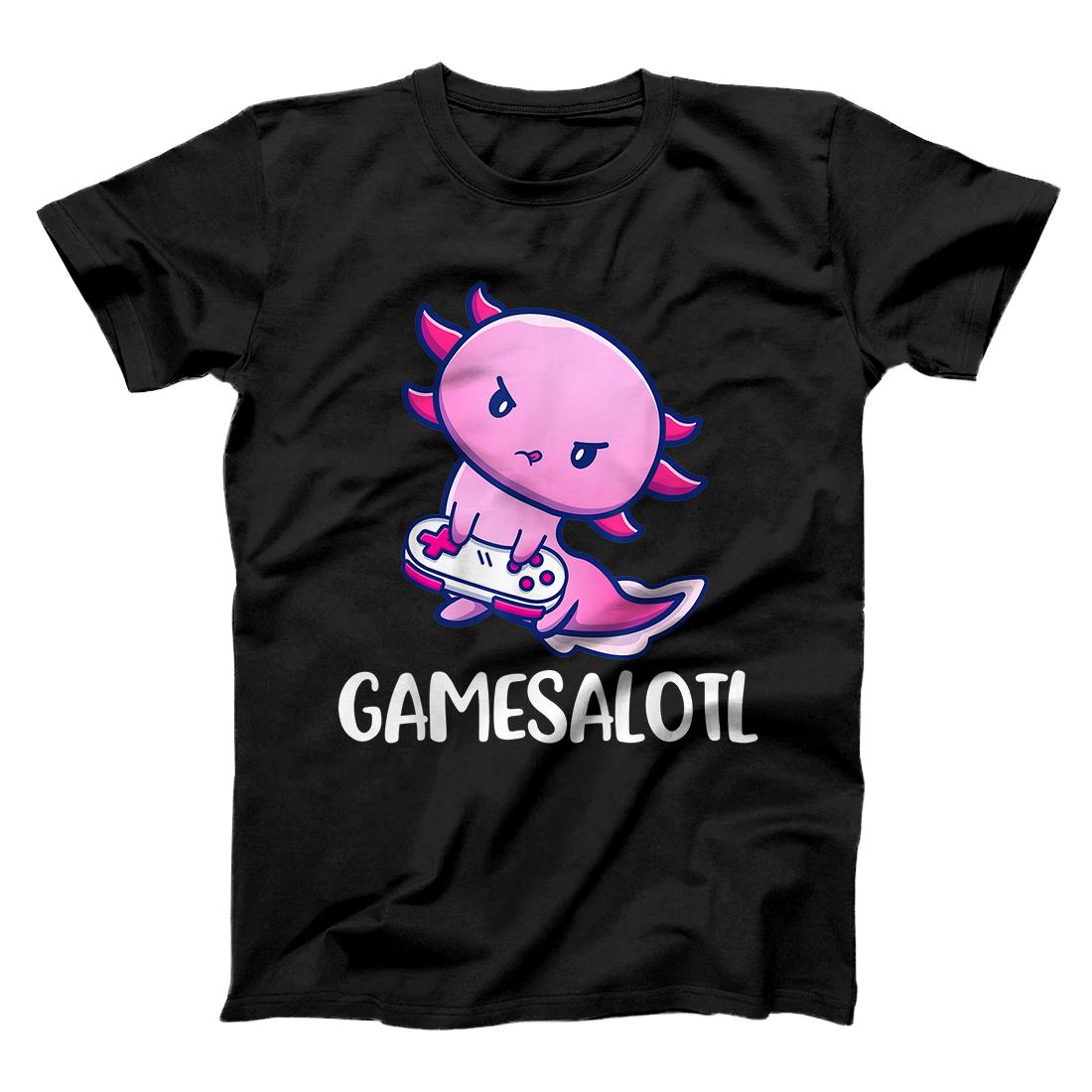 Personalized Gamesalotl Axolotl Cute Playing Video Game T-Shirt