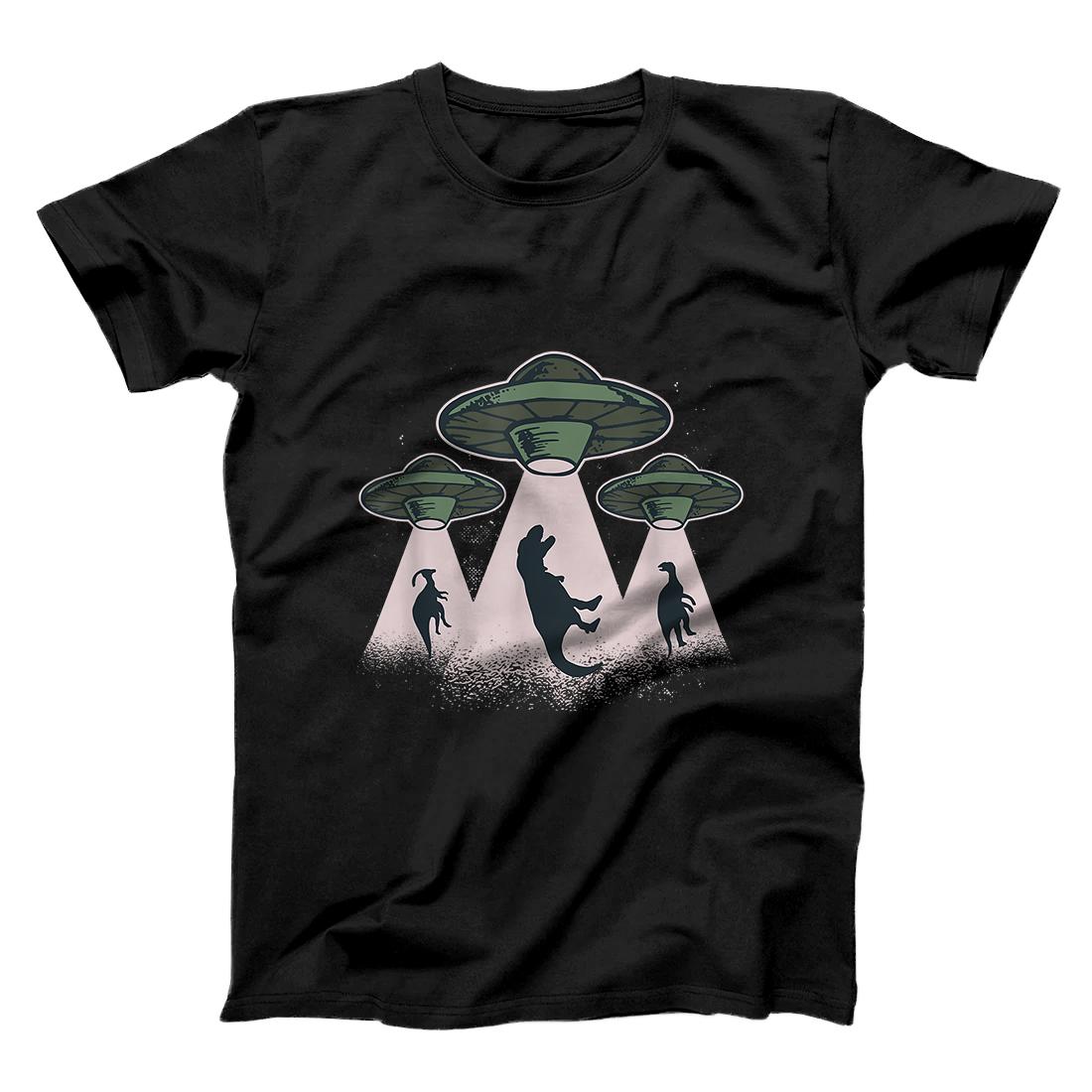 Personalized Funny Nerd Science - UFOs Abducting Dinosaurs T-Shirt