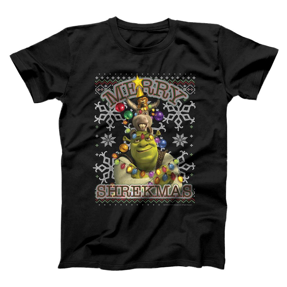 Personalized Shrek Donkey & Puss Merry Shrekmas Holiday Text Poster T-Shirt
