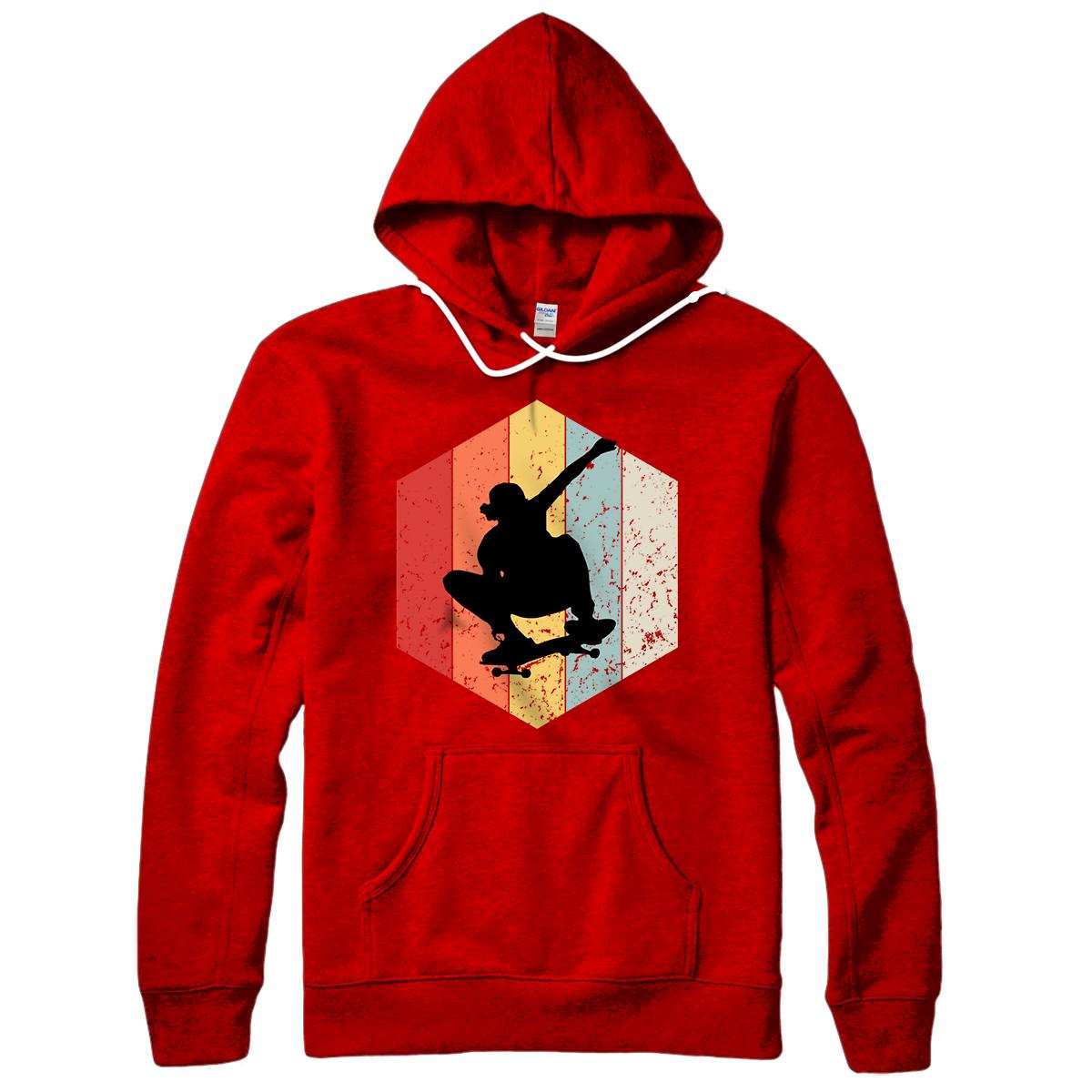 Skaters Having Fun Retro Sunset Skateboard Gift Teen Skaters Pullover Hoodie