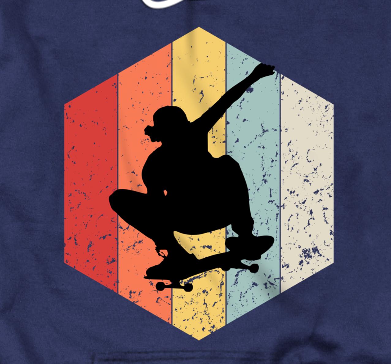 Skaters Having Fun Retro Sunset Skateboard Gift Teen Skaters Pullover Hoodie