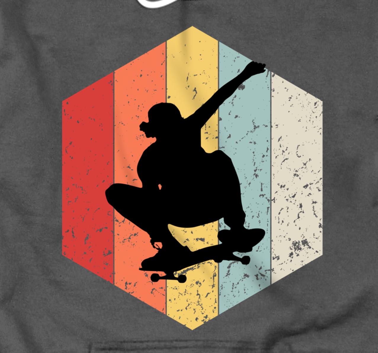 Skaters Having Fun Retro Sunset Skateboard Gift Teen Skaters Pullover Hoodie