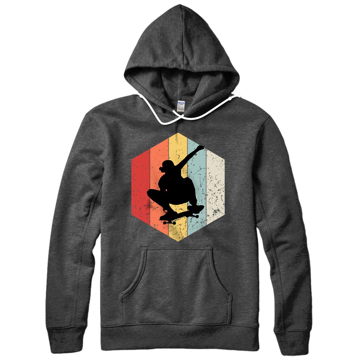 Skaters Having Fun Retro Sunset Skateboard Gift Teen Skaters Pullover Hoodie