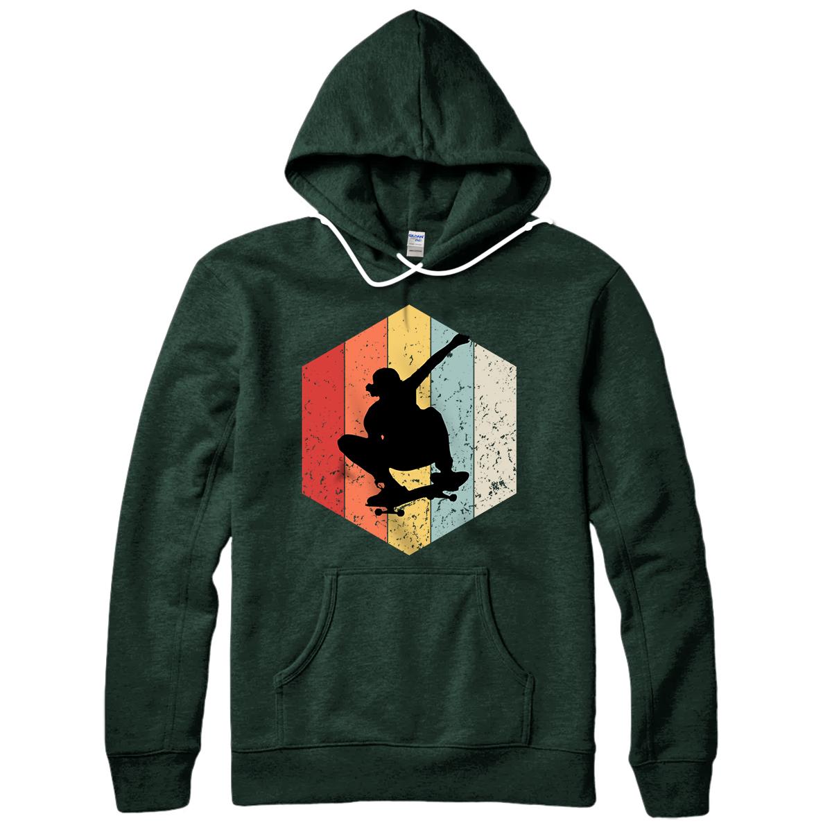 Skaters Having Fun Retro Sunset Skateboard Gift Teen Skaters Pullover Hoodie