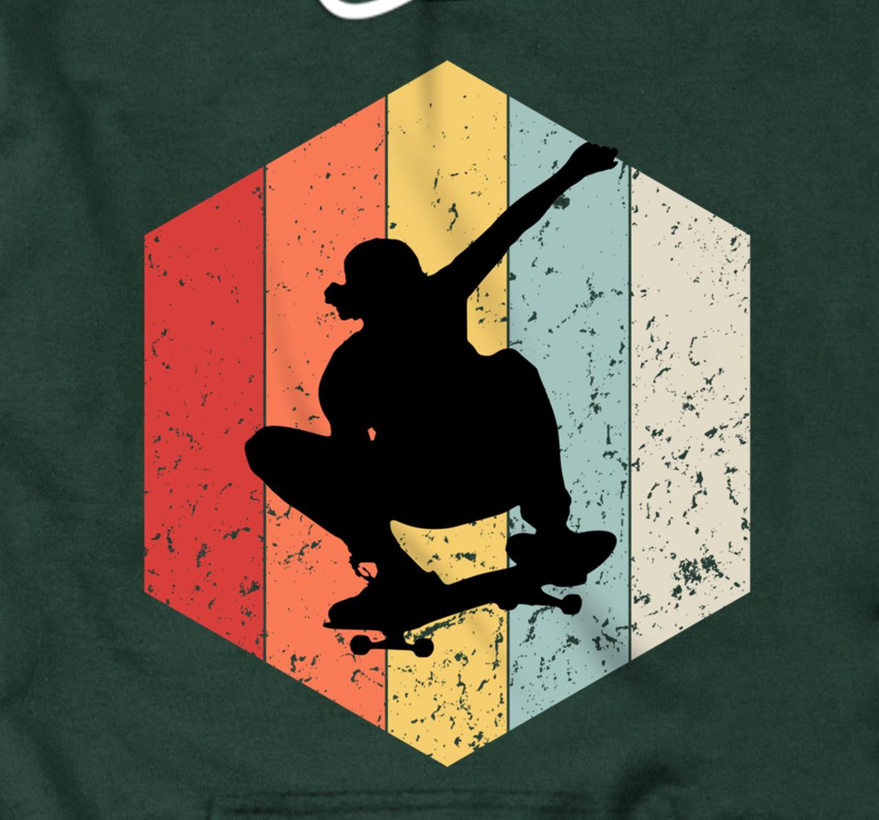 Skaters Having Fun Retro Sunset Skateboard Gift Teen Skaters Pullover Hoodie