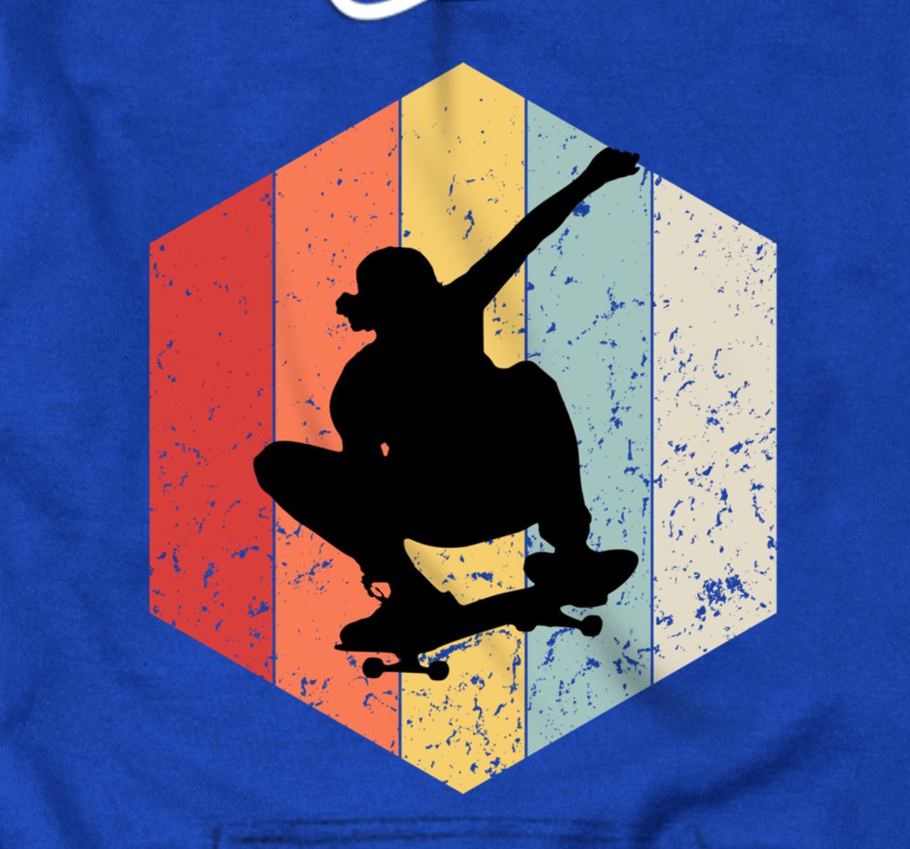 Skaters Having Fun Retro Sunset Skateboard Gift Teen Skaters Pullover Hoodie