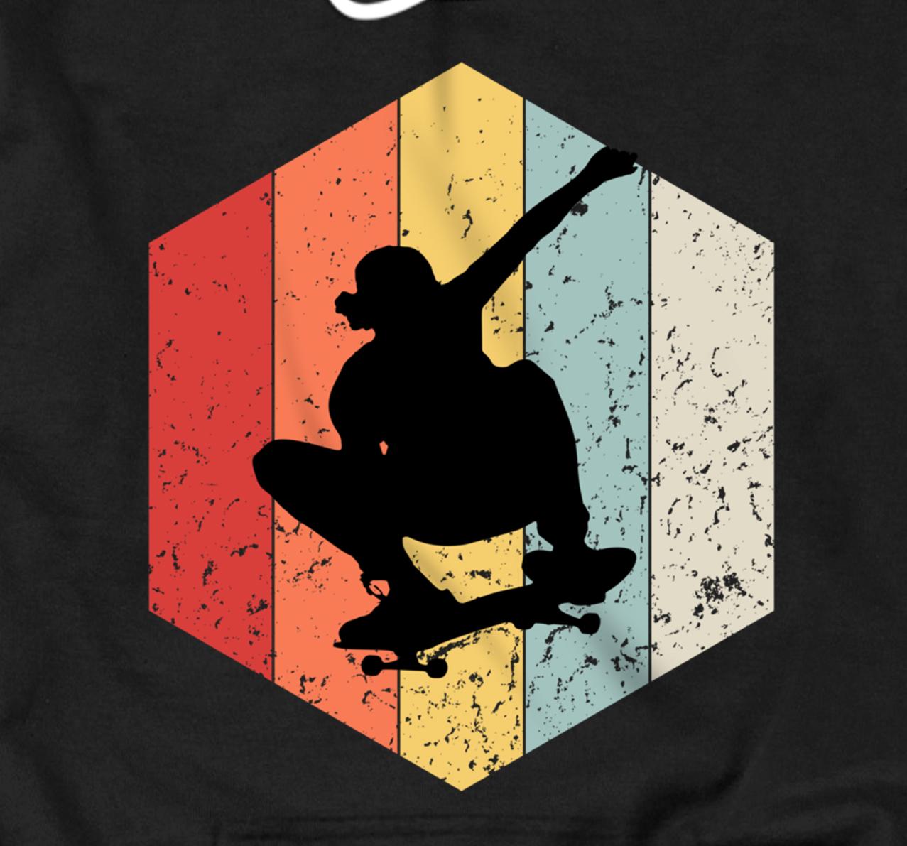 Skaters Having Fun Retro Sunset Skateboard Gift Teen Skaters Pullover Hoodie