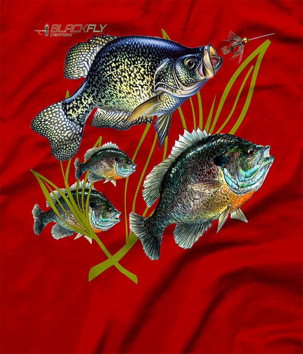 Personalized Black Fly Crappie Bluegill Fishing Shirts Panfish
