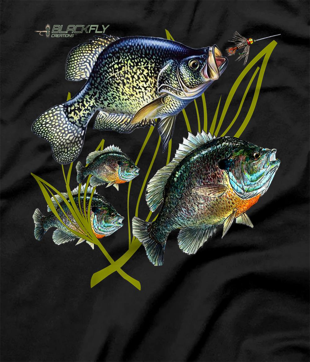 Personalized Black Fly Crappie Bluegill Fishing Shirts Panfish Flies Jig T- Shirt - All Star Shirt