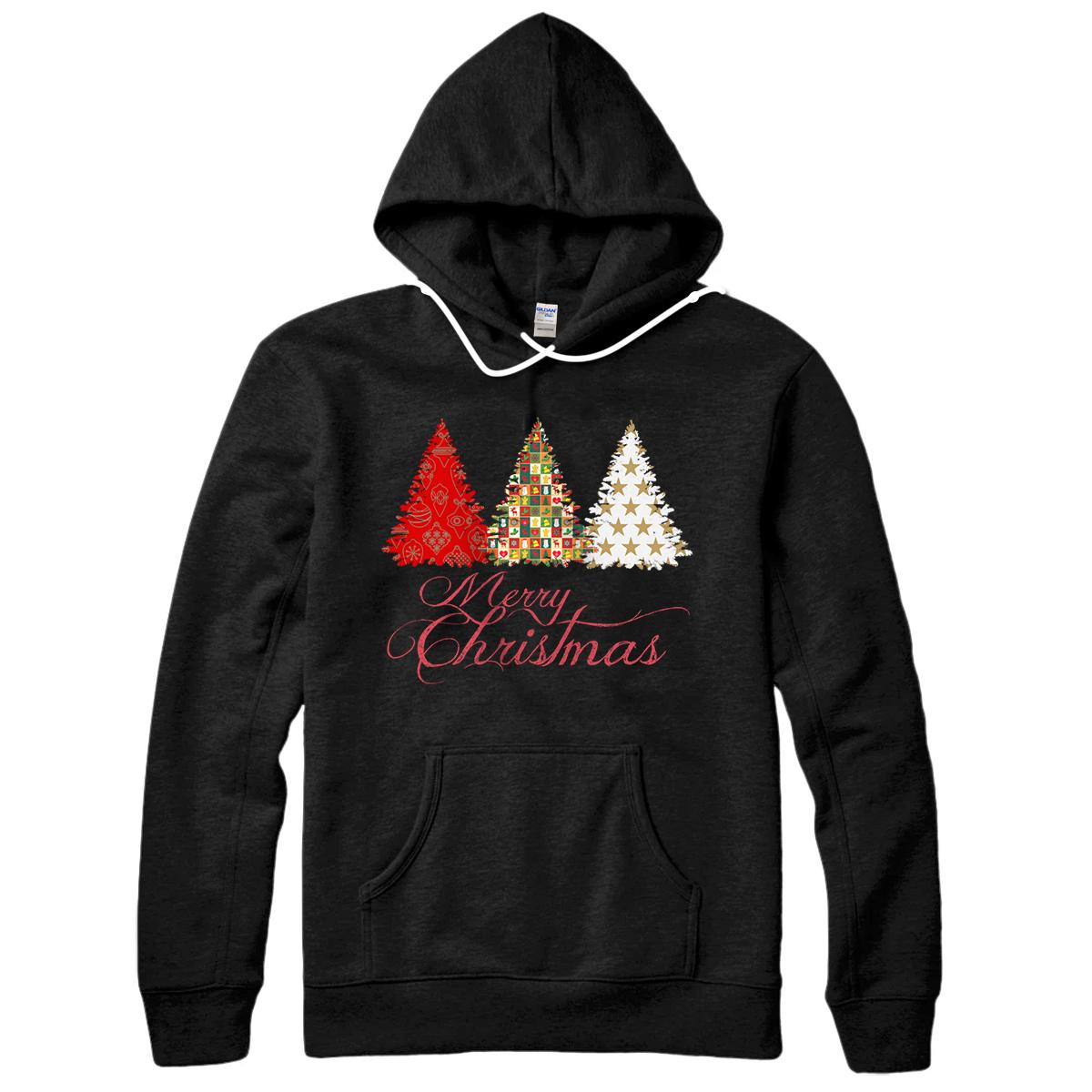 Personalized Merry Christmas Trees with Christmas tree patterns Pullover Hoodie