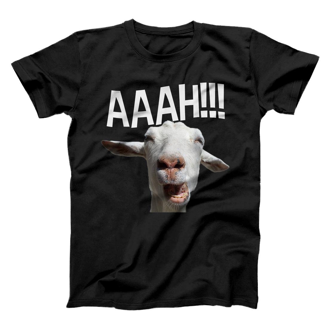 Personalized Halloween Screaming Goat AAAH!!! Funny Crazy Goat Print T-Shirt