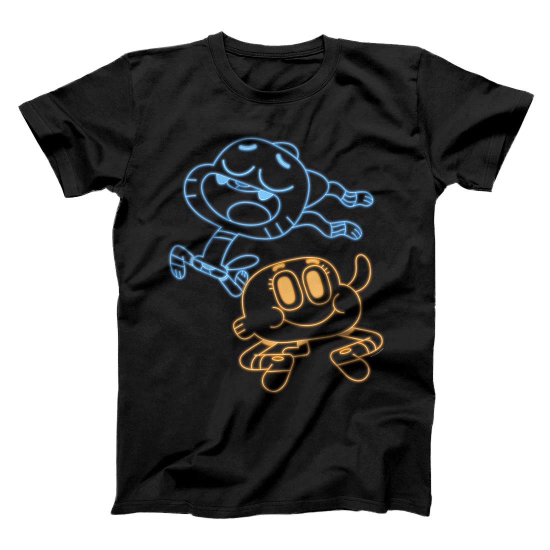 Personalized CN The Amazing World Of Gumball & Darwin Neon Outline T-Shirt
