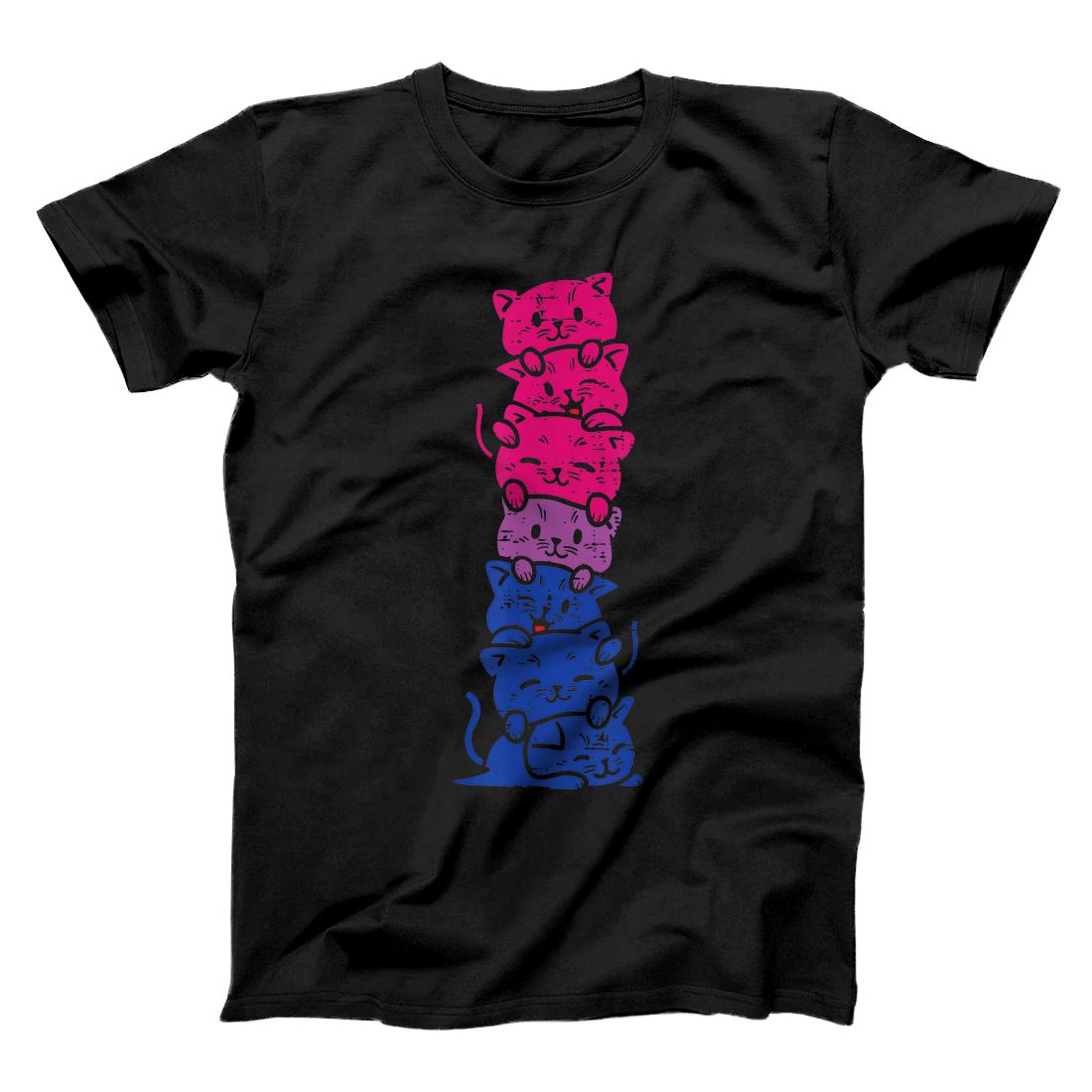 Personalized Cat Stack Bisexual Pride Cute Bi Flag LGBT Animal Lover Gift T-Shirt