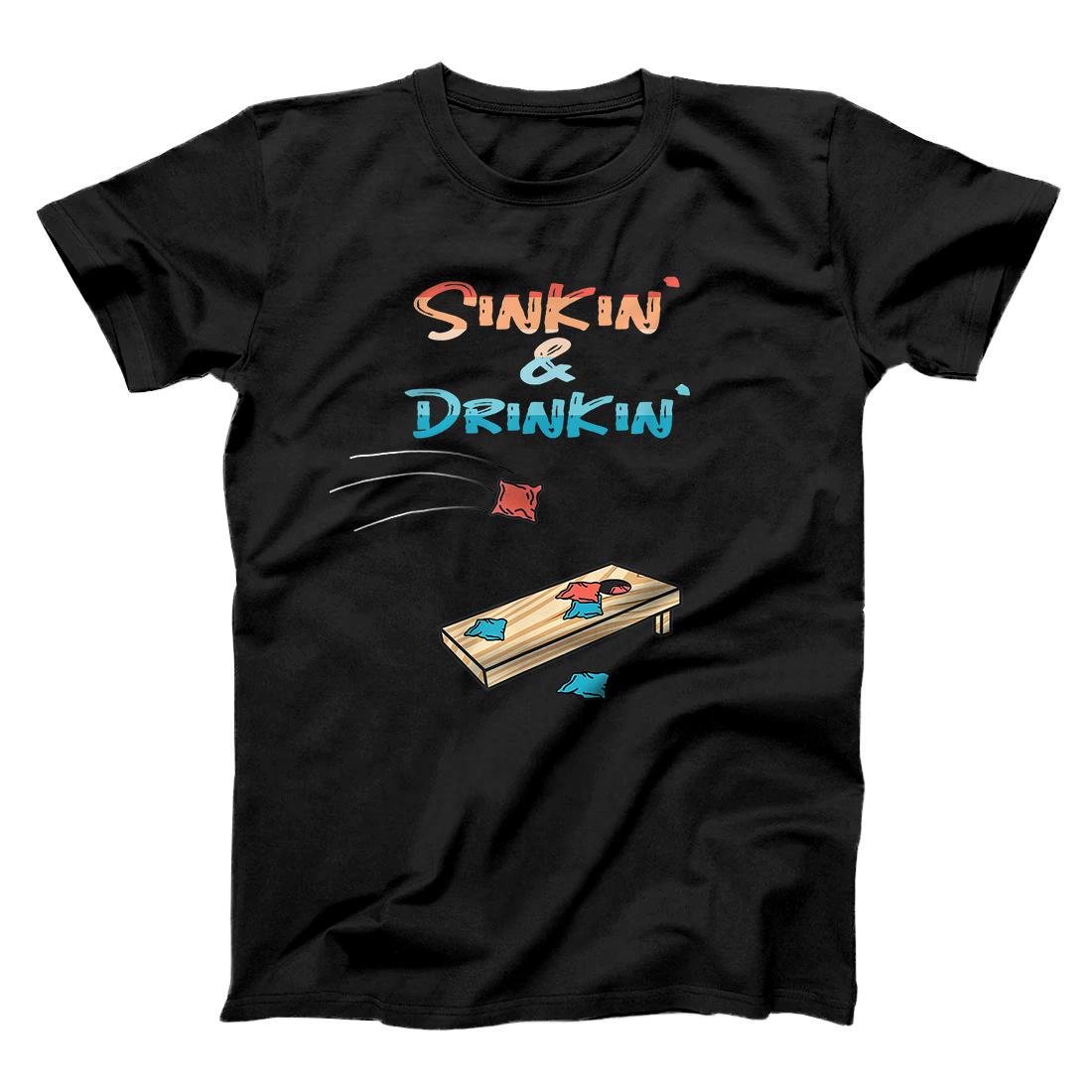 Personalized Sinkin' & Drinkin' Retro Summer Gifts Cornhole T-Shirt