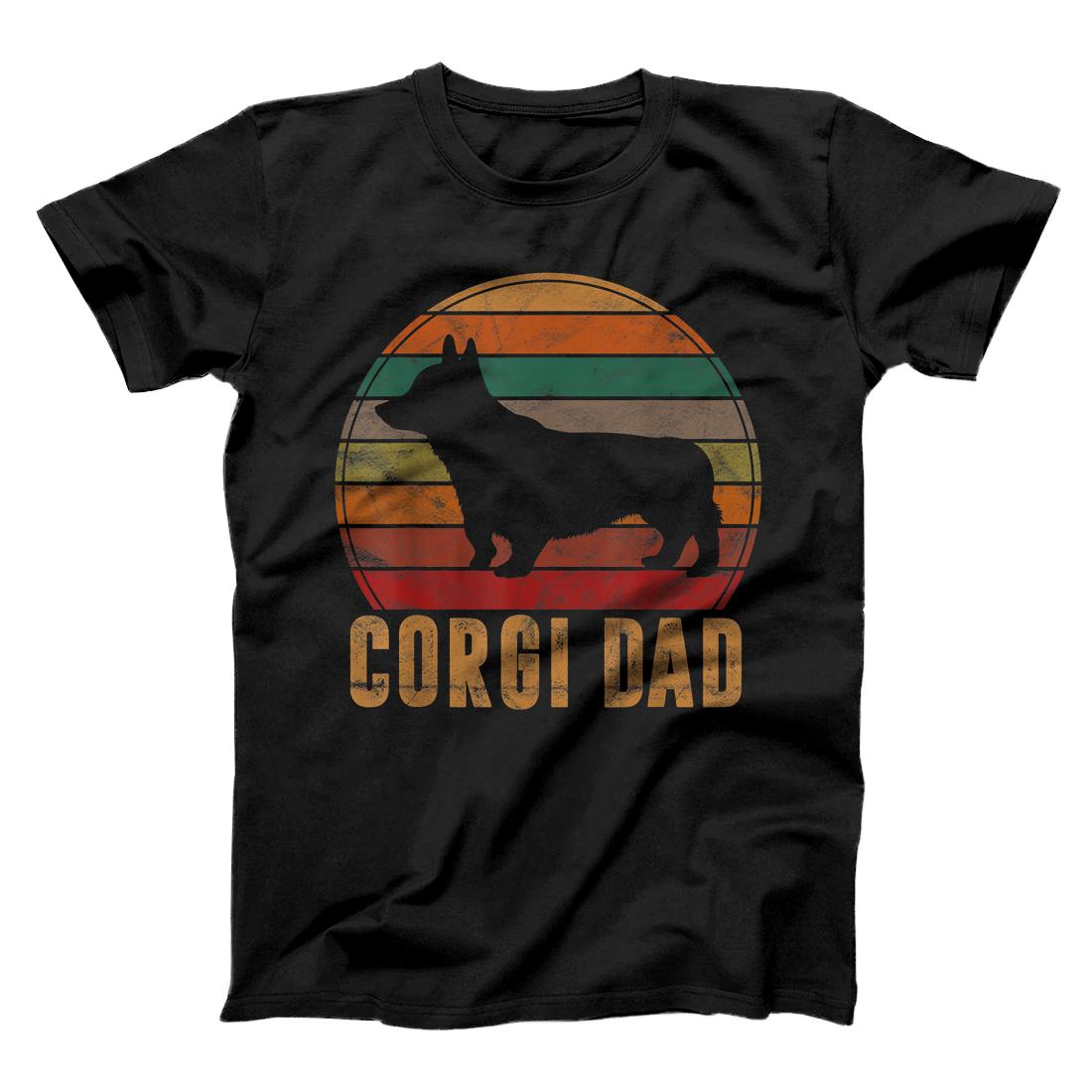 Personalized Retro Corgi Dad Gift Dog Owner Pet Welsh Corgi Father T-Shirt