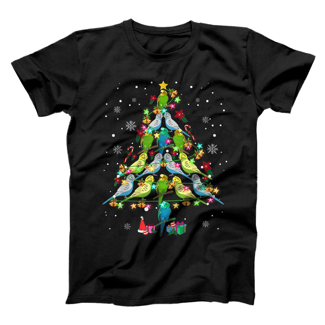 Personalized Budgies Christmas Tree Funny Budgerigar Bird Christmas Gifts T-Shirt