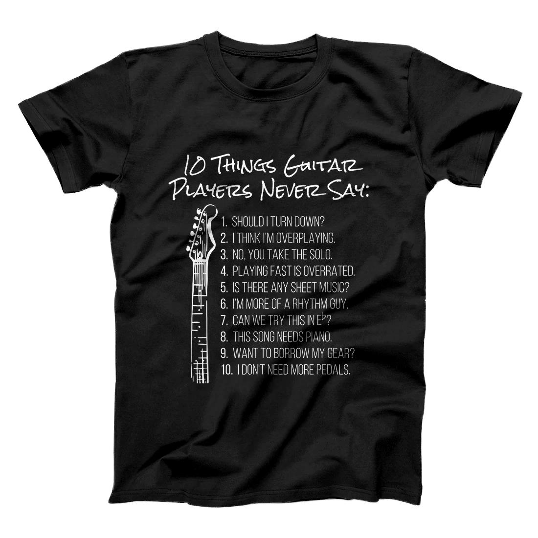 Personalized 10 Things Guitar Players Never Say | Funny Electric Guitar T-Shirt
