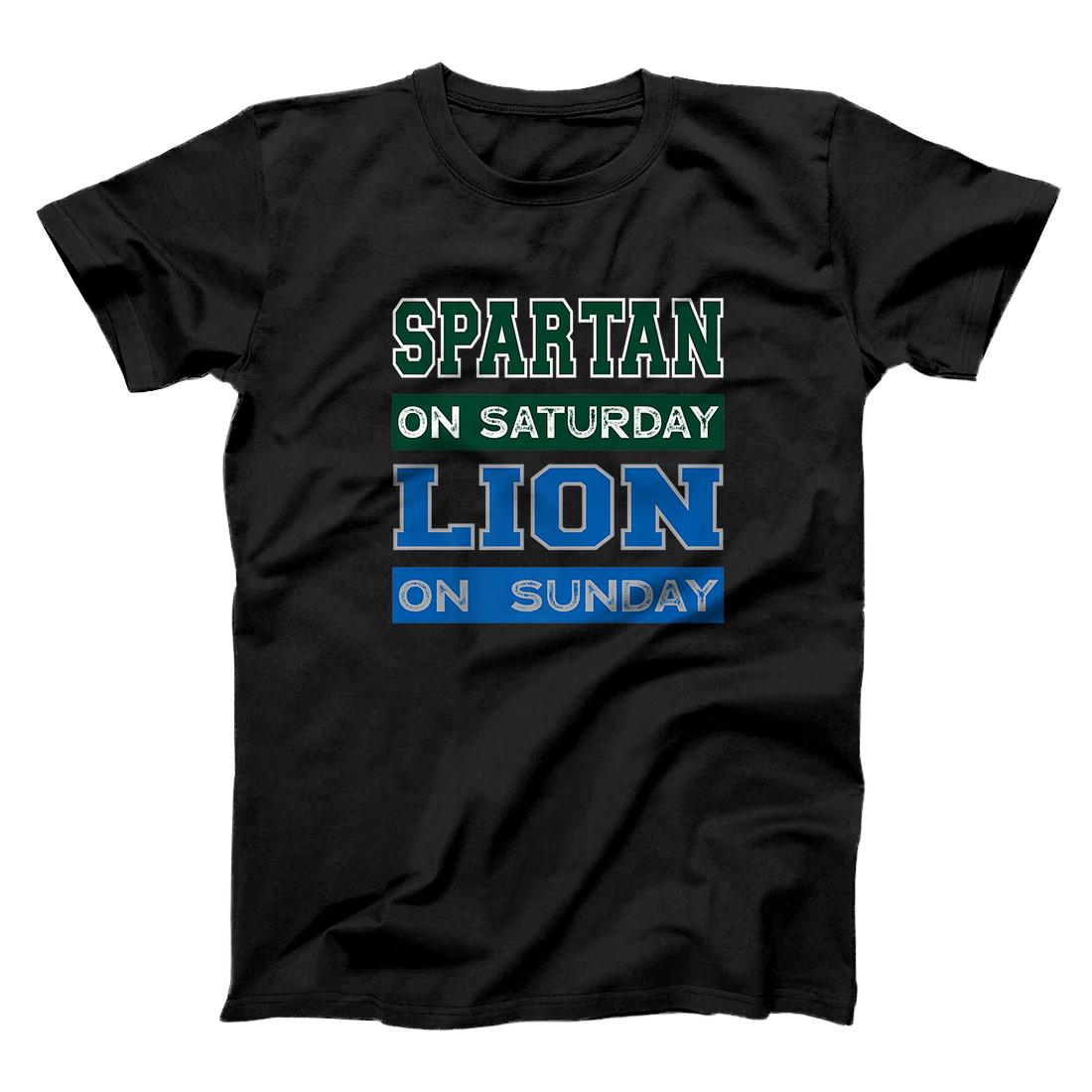 Personalized Spartan on Saturday Lion on Sunday Detroit Football Gift Premium T-Shirt