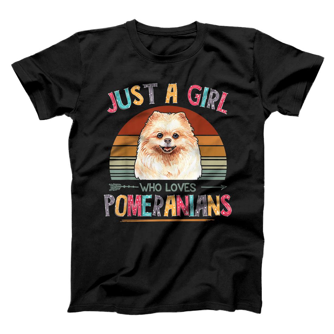 Personalized Vintage Just A Girl Who Loves Pomeranians Dog Lovers Gift T-Shirt